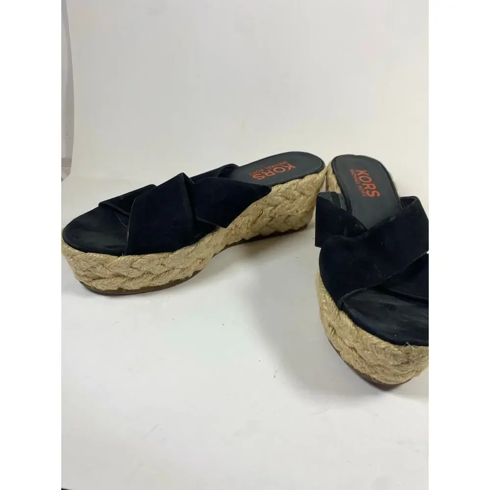 Michael Kors Women’s Black Crisscross Espadrille Slide